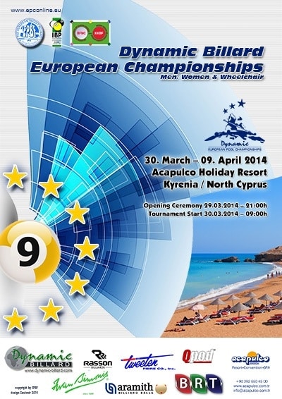 Plakat Billard Europameisterschaft 2014 EPBF - European Pocket Federation